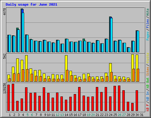 Daily usage for June 2021